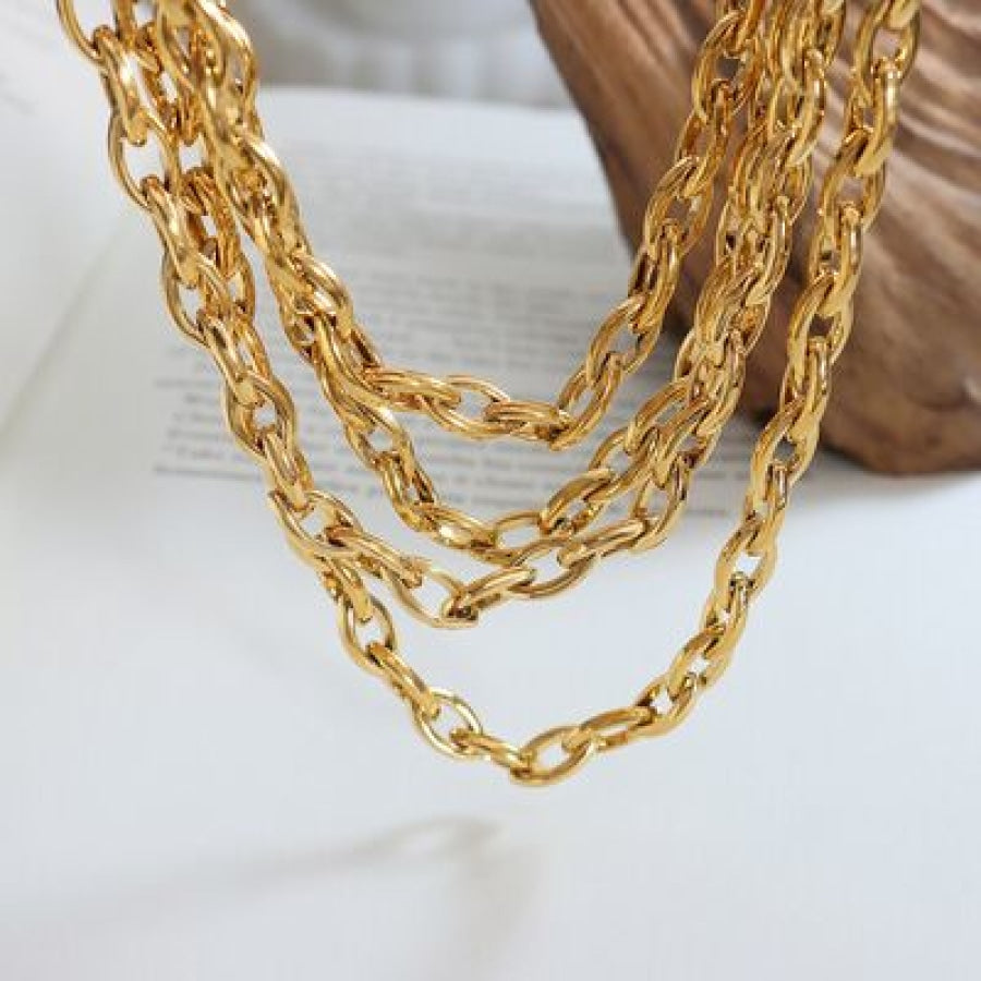 Titanium Steel Chain Necklace Gold / One Size Apparel and Accessories