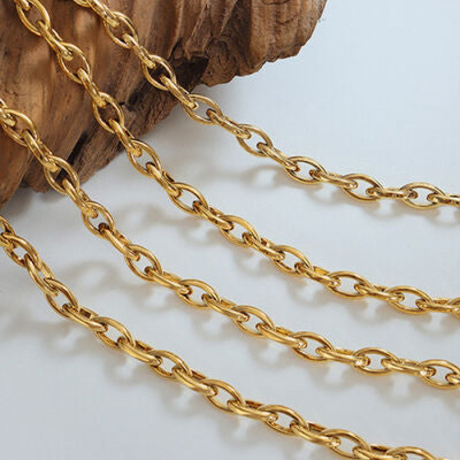 Titanium Steel Chain Necklace Gold / One Size Apparel and Accessories