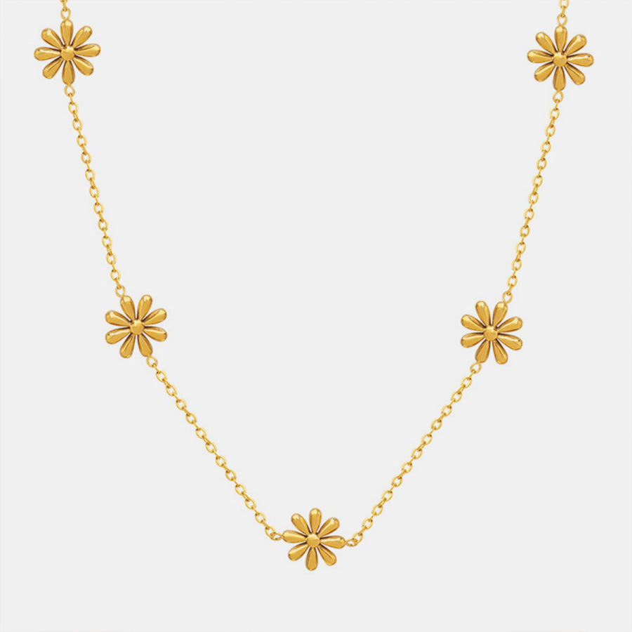 Titanium Steel Daisy Shape Necklace Gold / One Size Apparel and Accessories