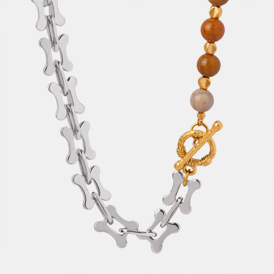 Titanium Steel Egg Yolk Stone Necklace Silver / One Size Apparel and Accessories