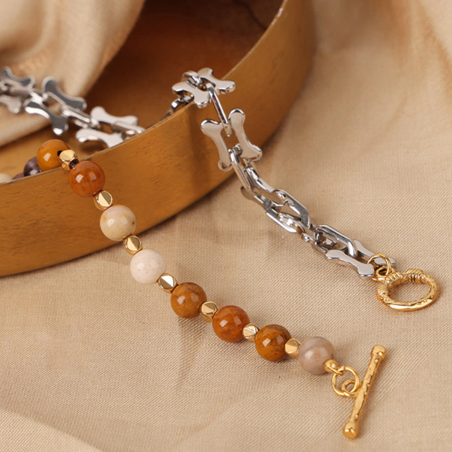 Titanium Steel Egg Yolk Stone Necklace Silver / One Size Apparel and Accessories