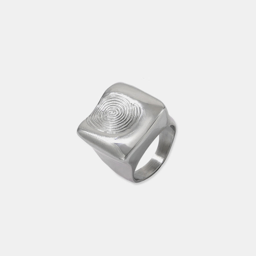 Titanium Steel Fingerprint Signet Ring Apparel and Accessories