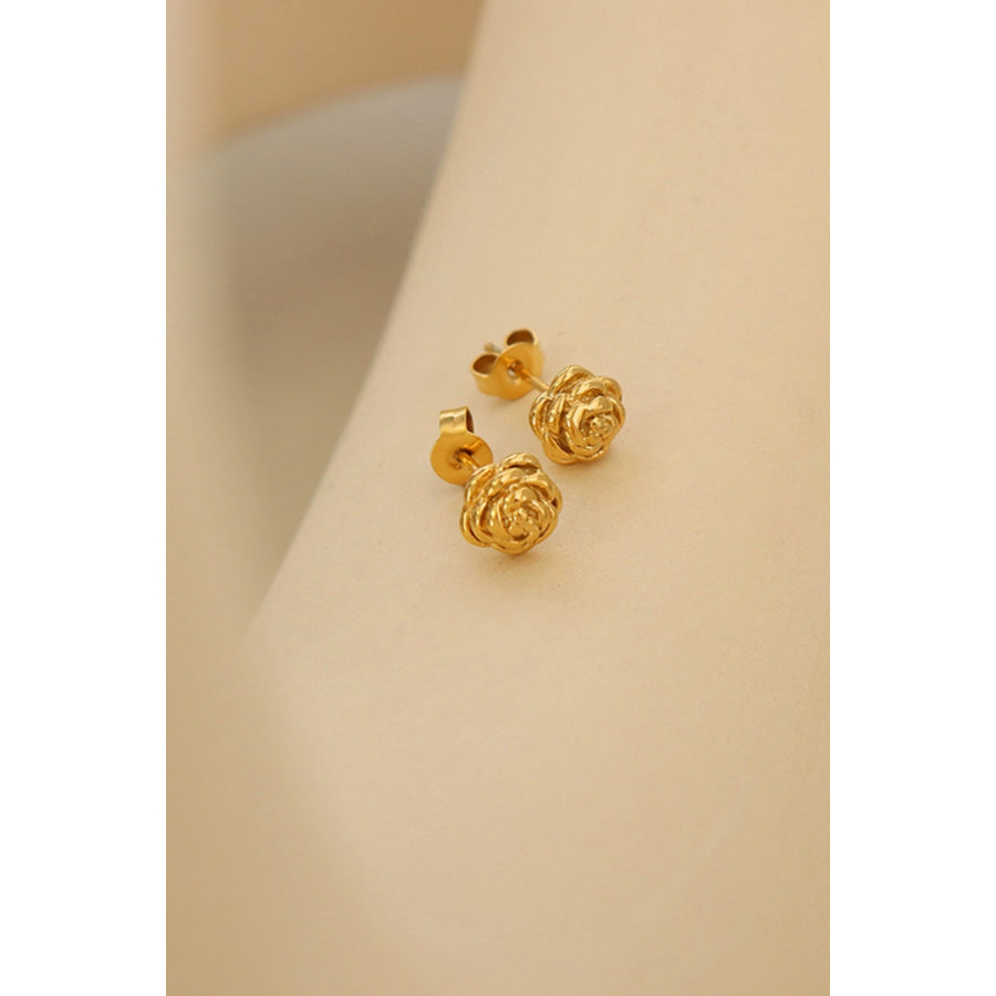 Titanium Steel Flower Stud Earrings Apparel and Accessories