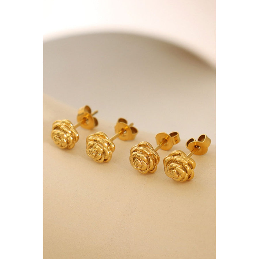 Titanium Steel Flower Stud Earrings Gold / One Size Apparel and Accessories