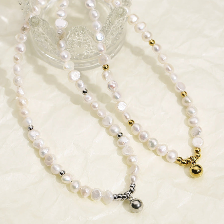 Titanium Steel Freshwater Pearl Necklace Apparel and Accessories