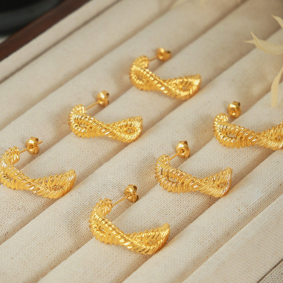 Titanium Steel Geometric Stud Earrings Gold / One Size Apparel and Accessories