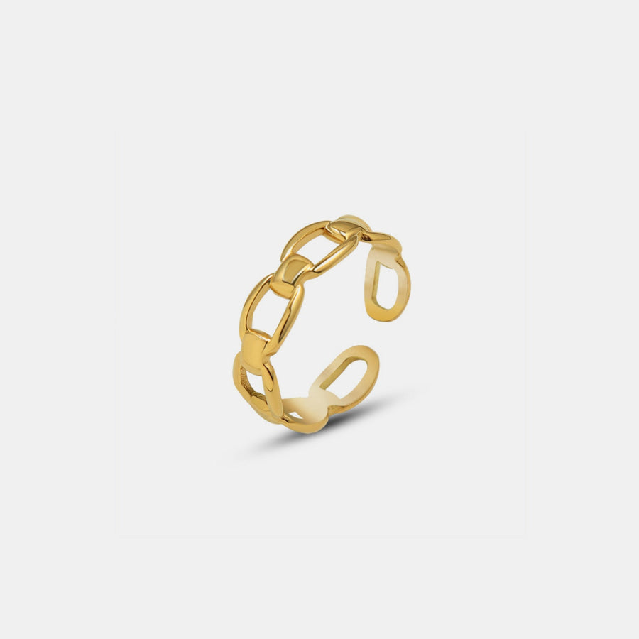 Titanium Steel Gold - Plated Adjustable Ring Gold / 6 Apparel and Accessories