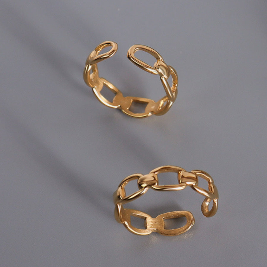 Titanium Steel Gold - Plated Adjustable Ring Gold / 6 Apparel and Accessories