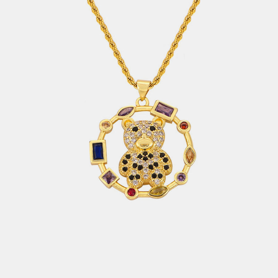Titanium Steel Gold - Plated Bear Pendant Necklace Style A / One Size Apparel and Accessories