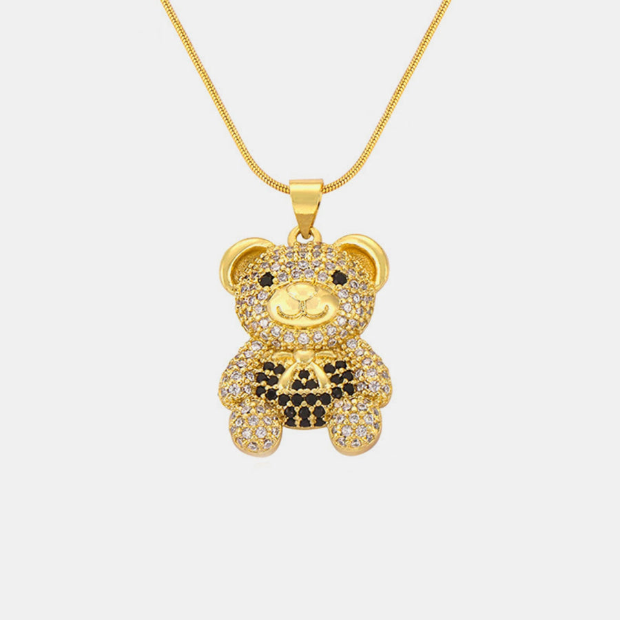 Titanium Steel Gold - Plated Bear Pendant Necklace Style C / One Size Apparel and Accessories