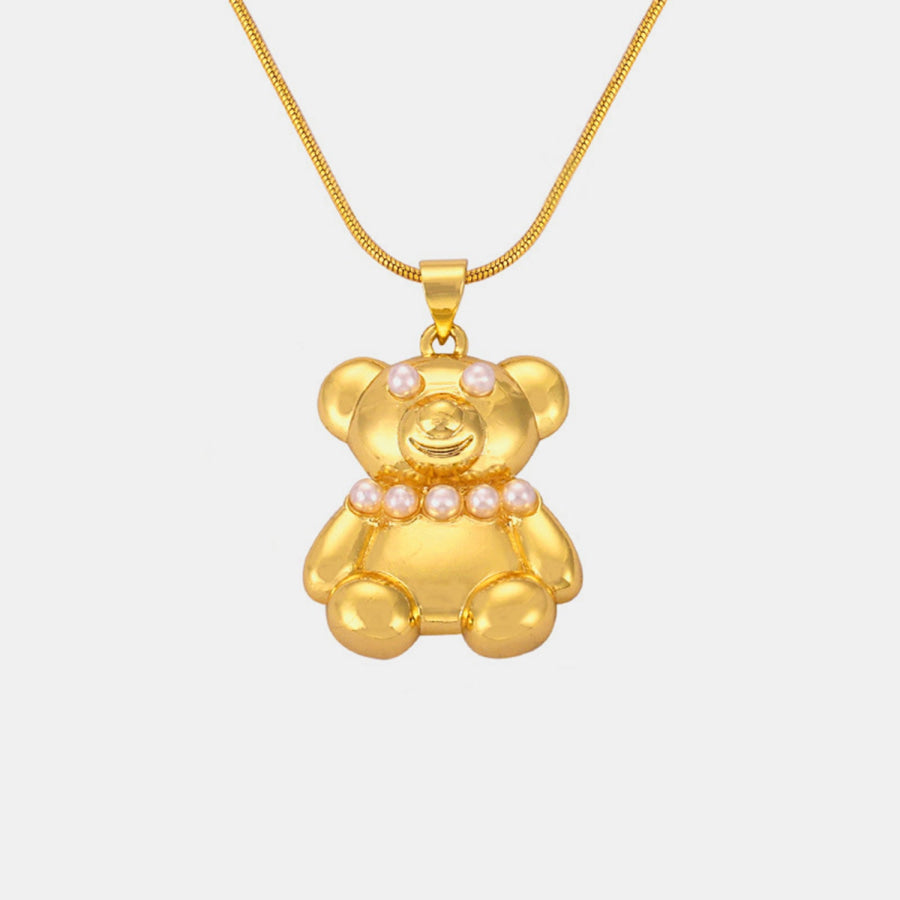 Titanium Steel Gold - Plated Bear Pendant Necklace Style D / One Size Apparel and Accessories
