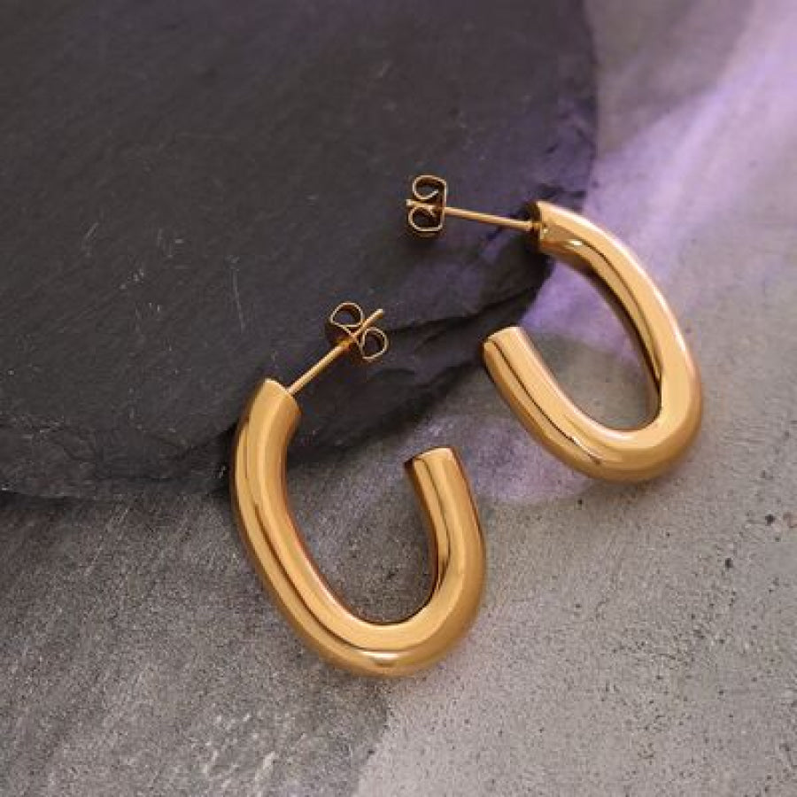 Titanium Steel Gold - Plated Earrings Gold / One Size Apparel and Accessories