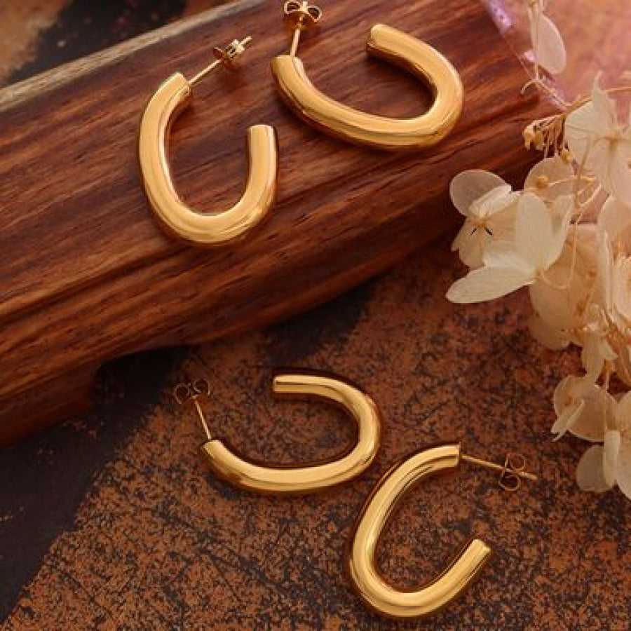 Titanium Steel Gold - Plated Earrings Gold / One Size Apparel and Accessories