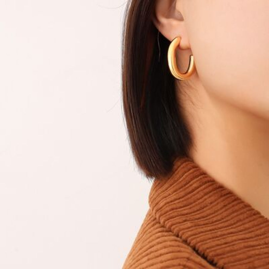 Titanium Steel Gold - Plated Earrings Gold / One Size Apparel and Accessories