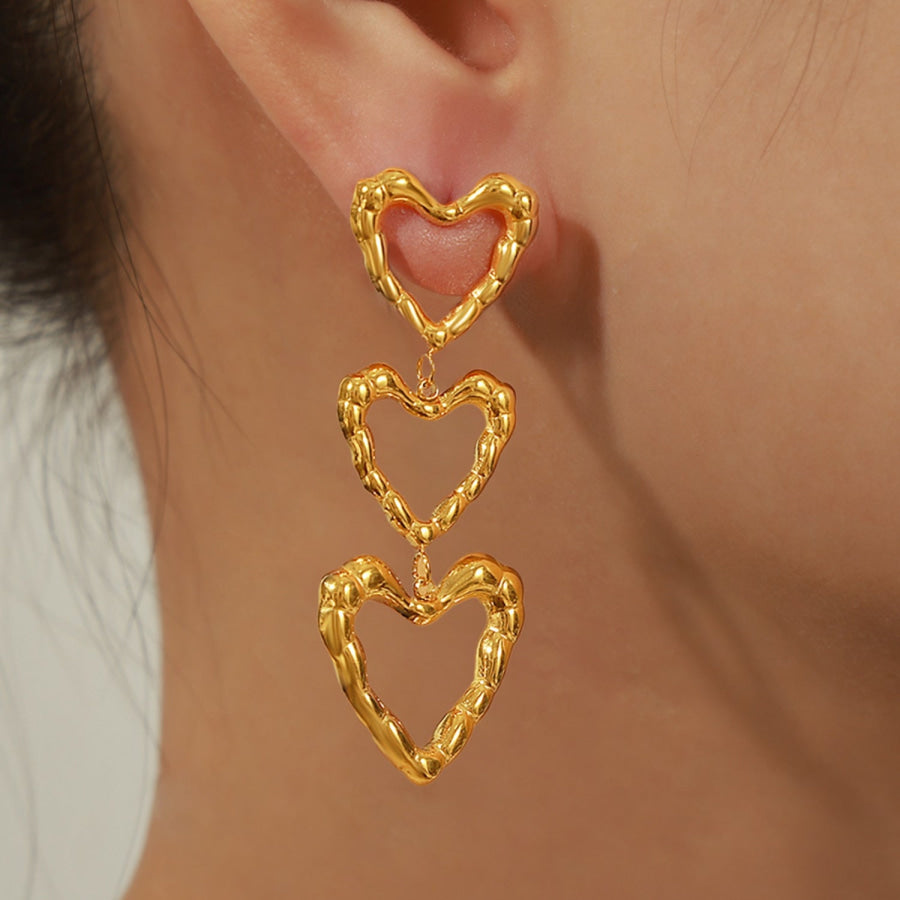 Titanium Steel Heart Earrings Gold / One Size Apparel and Accessories