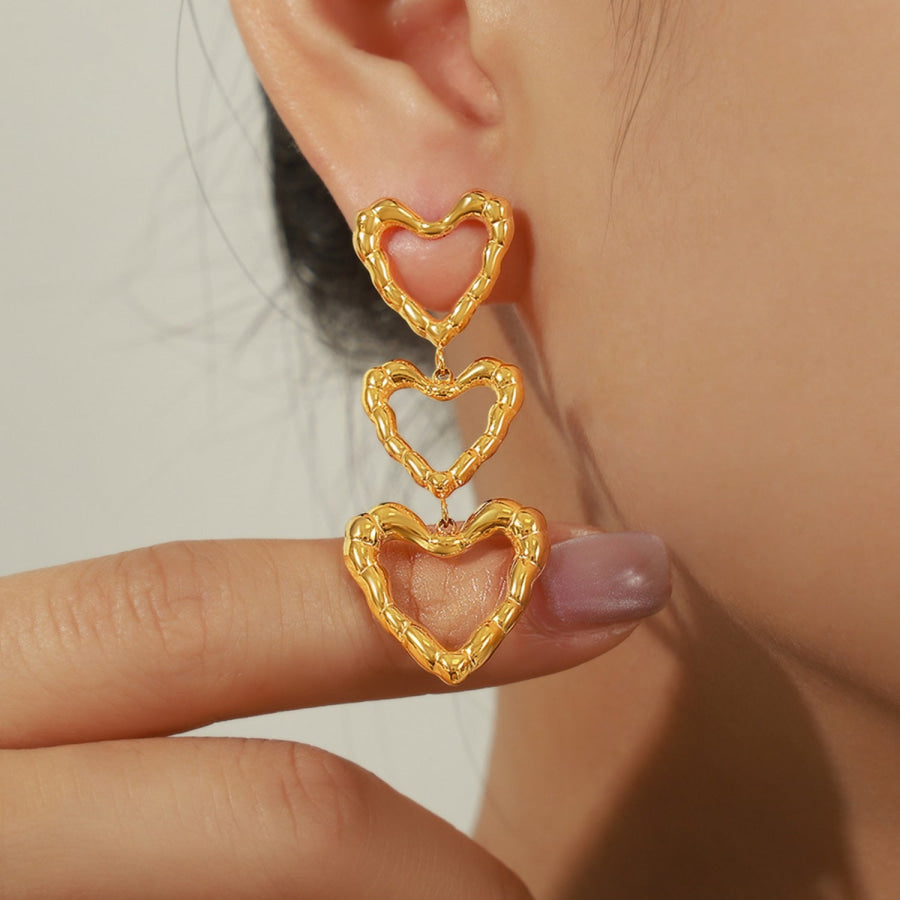 Titanium Steel Heart Earrings Gold / One Size Apparel and Accessories