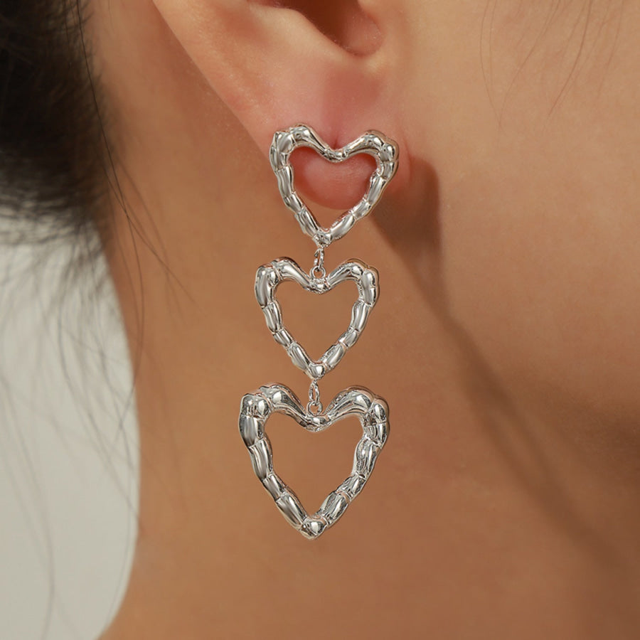 Titanium Steel Heart Earrings Silver / One Size Apparel and Accessories