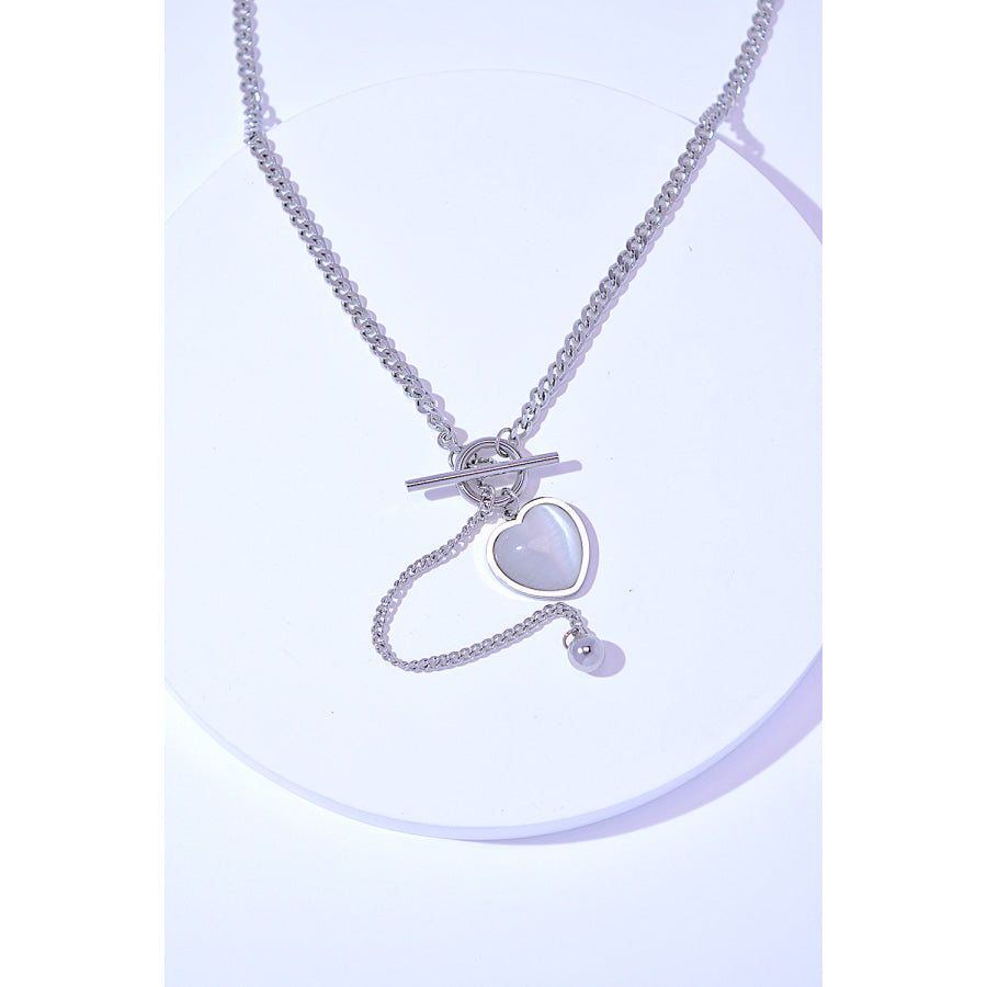 Titanium Steel Heart Necklace Silver / One Size Apparel and Accessories
