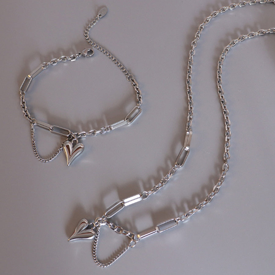 Titanium Steel Heart Pendant Necklace Apparel and Accessories