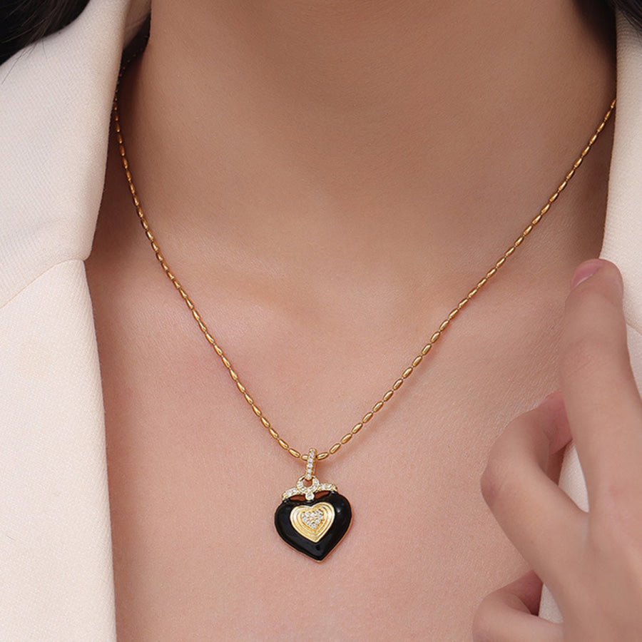 Titanium Steel Heart Shape Necklace Gold / One Size Accessories