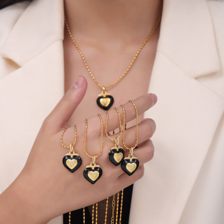 Titanium Steel Heart Shape Necklace Gold / One Size Accessories