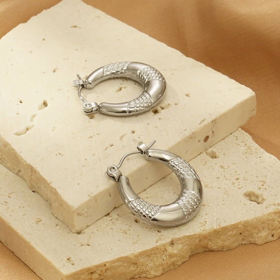 Titanium Steel Hoop Earrings Silver / One Size Apparel and Accessories