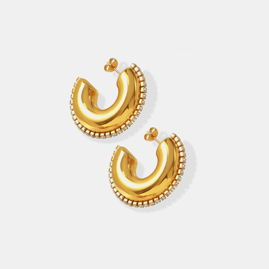 Titanium Steel Inlaid Zircon C - Hoop Earrings Silver / One Size Apparel and Accessories