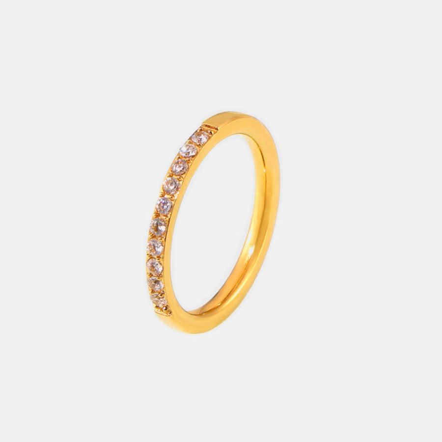 Titanium Steel Inlaid Zircon Ring Gold / 6 Apparel and Accessories