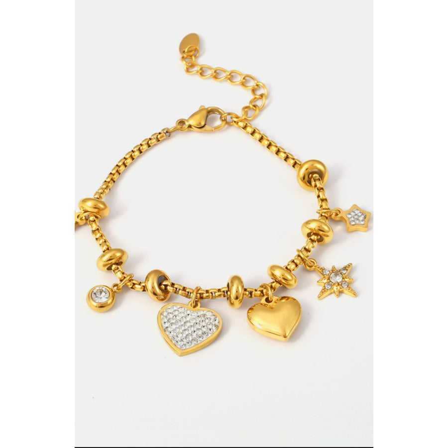 Titanium Steel Inland Zircon Heart Charm Bracelet Apparel and Accessories