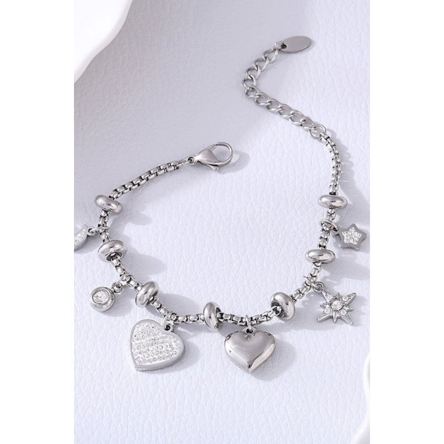 Titanium Steel Inland Zircon Heart Charm Bracelet Apparel and Accessories