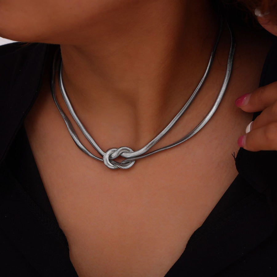 Titanium Steel Knot Necklace Silver / One Size Apparel and Accessories