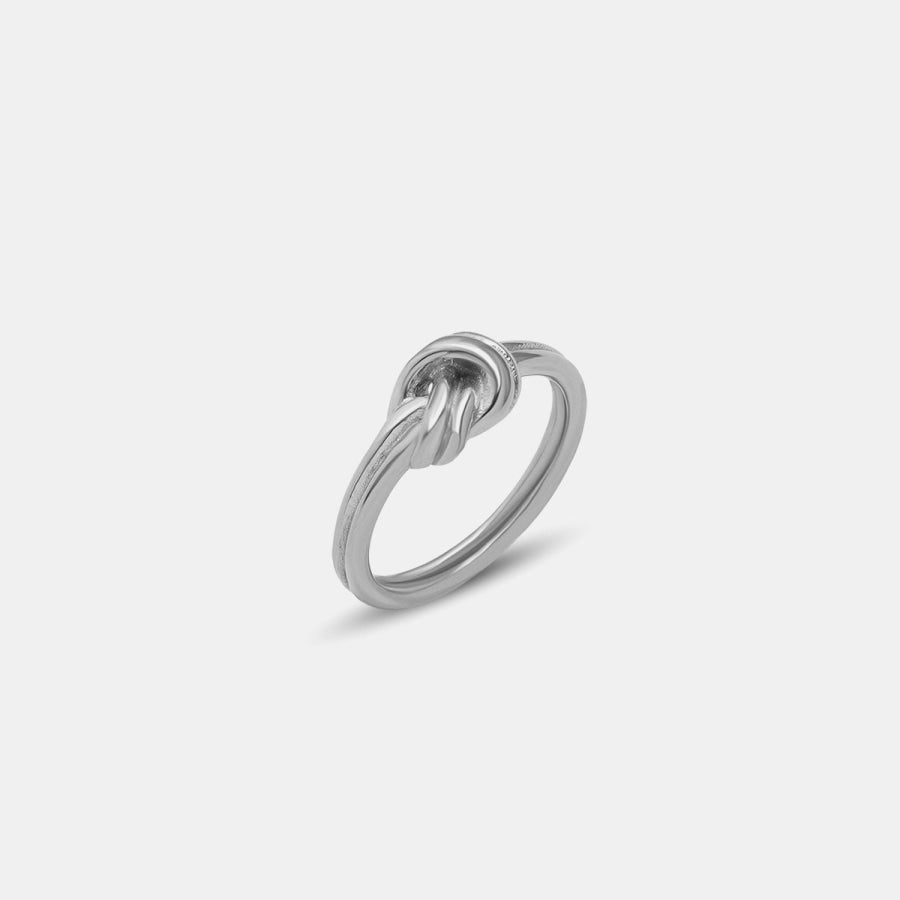 Titanium Steel Knot Ring Silver / 6 Apparel and Accessories