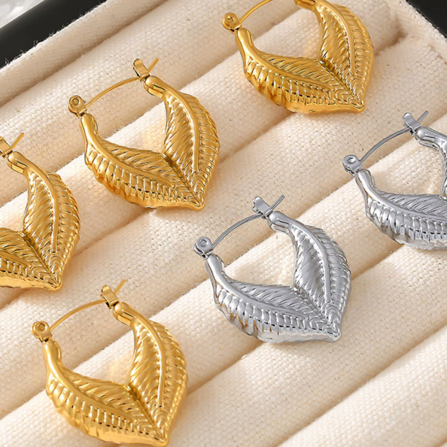 Titanium Steel Leaf Shape Earrings Apparel and Accessories