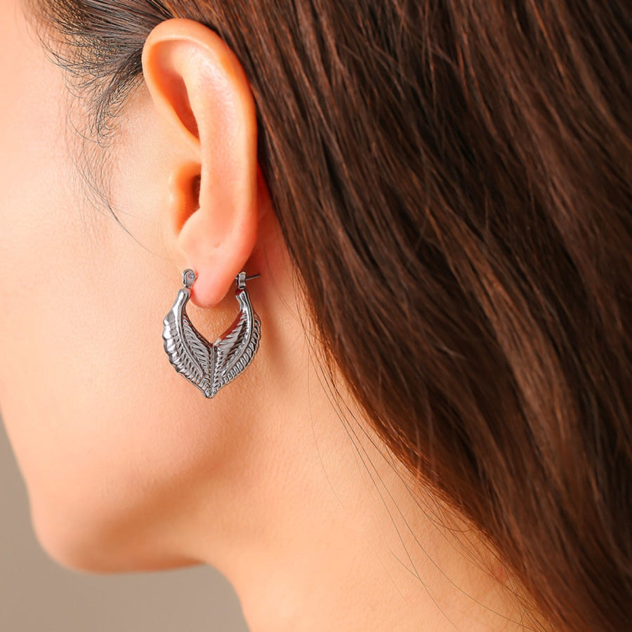 Titanium Steel Leaf Shape Earrings Apparel and Accessories