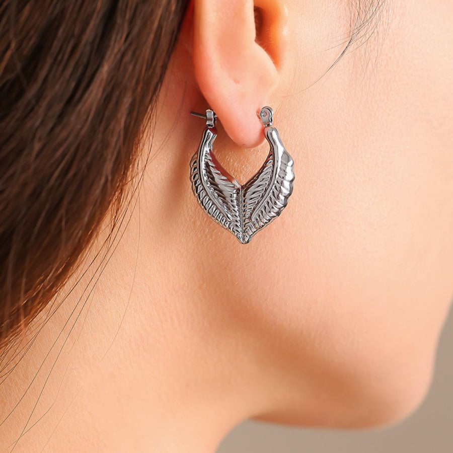 Titanium Steel Leaf Shape Earrings Silver / One Size Apparel and Accessories