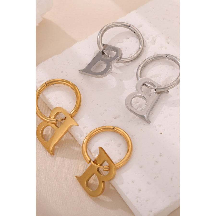 Titanium Steel Letter Hoop Earrings Apparel and Accessories