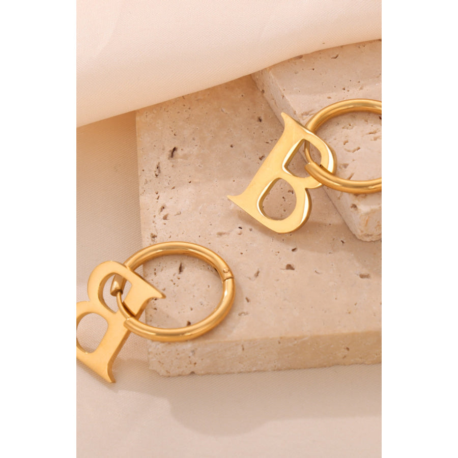 Titanium Steel Letter Hoop Earrings Apparel and Accessories