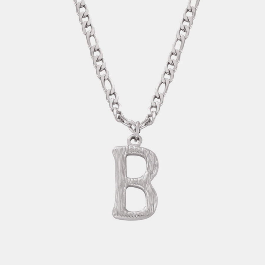 Titanium Steel Letter Pendant Necklace Style B / One Size Apparel and Accessories