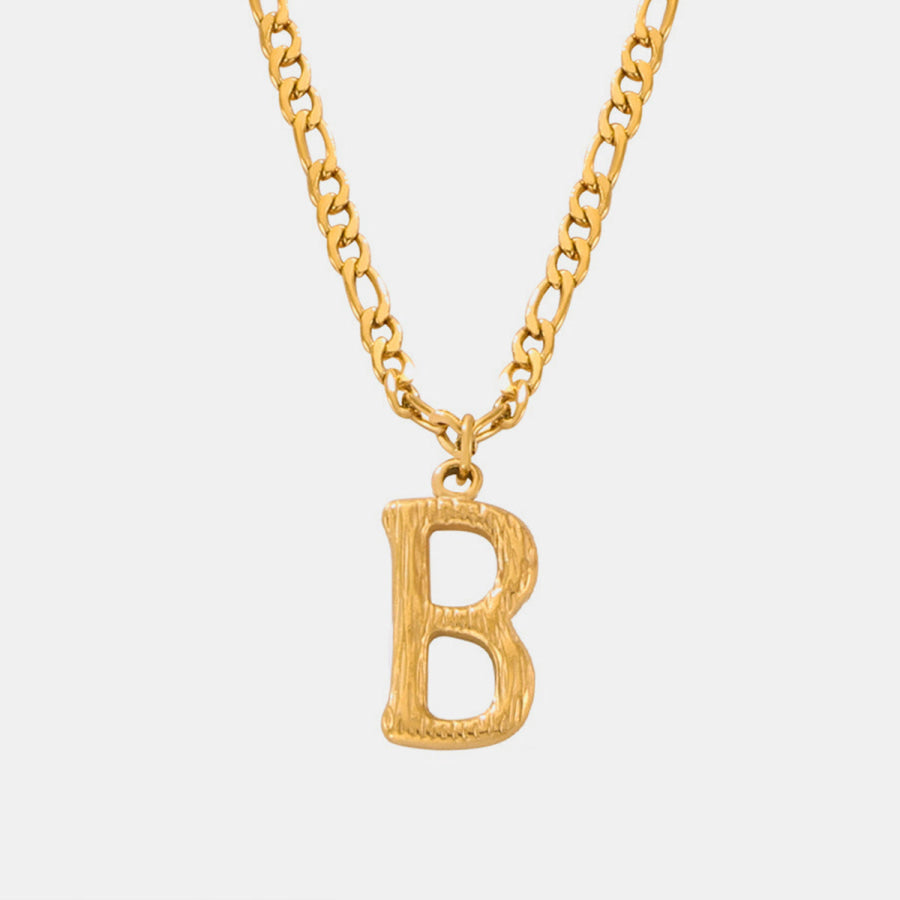 Titanium Steel Letter Pendant Necklace Style A / One Size Apparel and Accessories