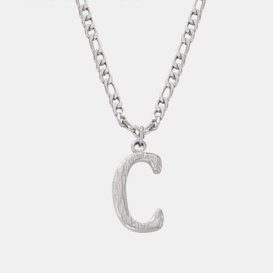 Titanium Steel Letter Pendant Necklace Style C / One Size Apparel and Accessories