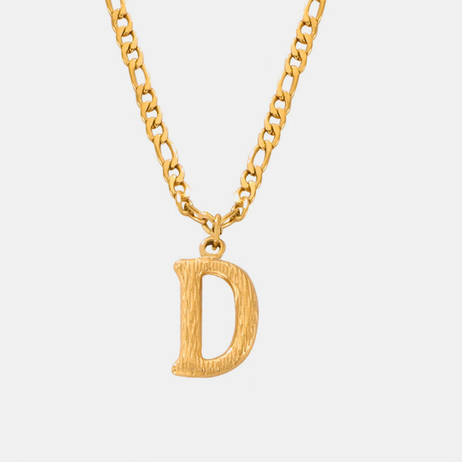 Titanium Steel Letter Pendant Necklace Style D / One Size Apparel and Accessories