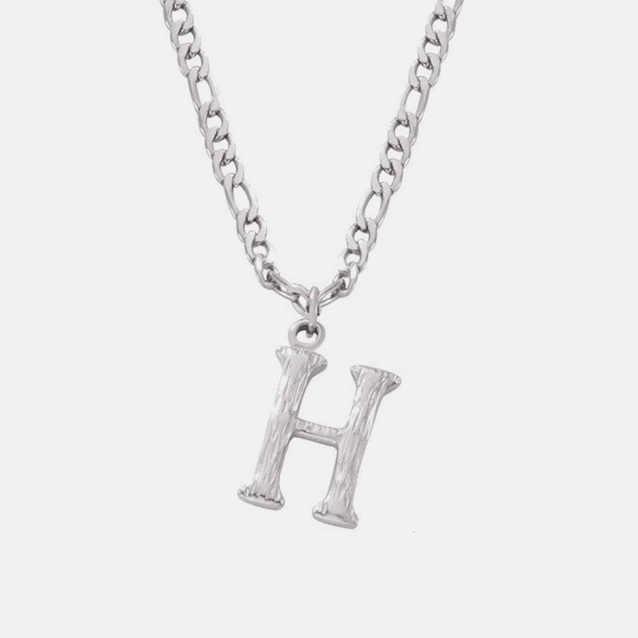 Titanium Steel Letter Pendant Necklace Style H / One Size Apparel and Accessories