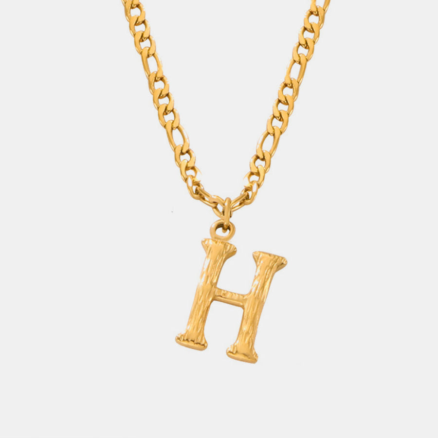 Titanium Steel Letter Pendant Necklace Style H / One Size Apparel and Accessories