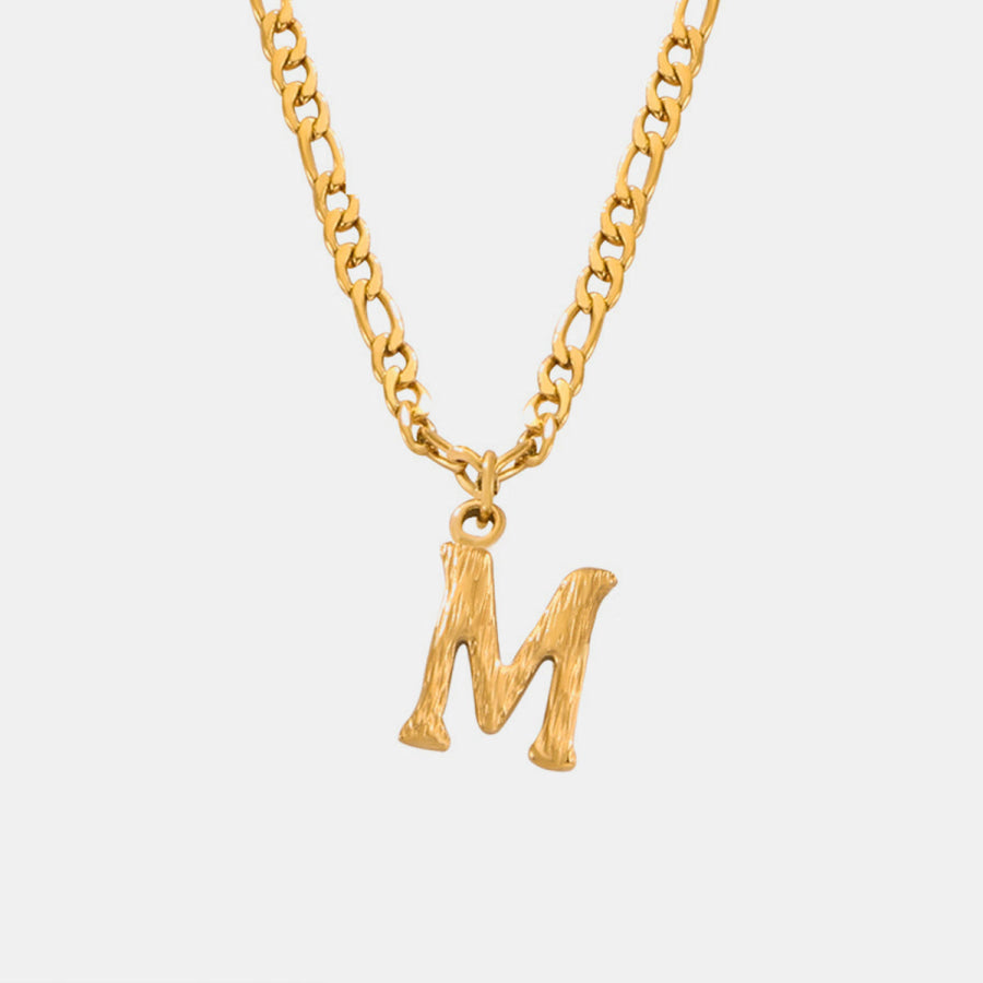 Titanium Steel Letter Pendant Necklace Style M / One Size Apparel and Accessories