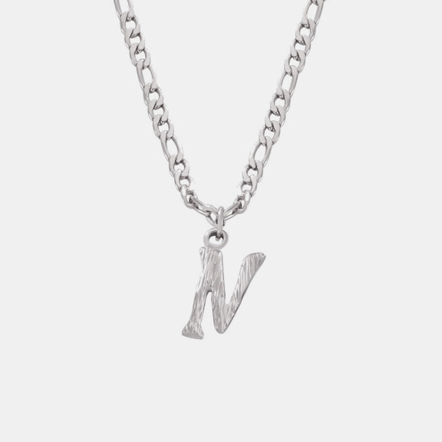 Titanium Steel Letter Pendant Necklace Style N / One Size Apparel and Accessories