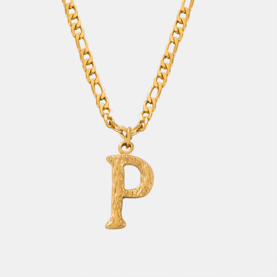 Titanium Steel Letter Pendant Necklace Style P / One Size Apparel and Accessories