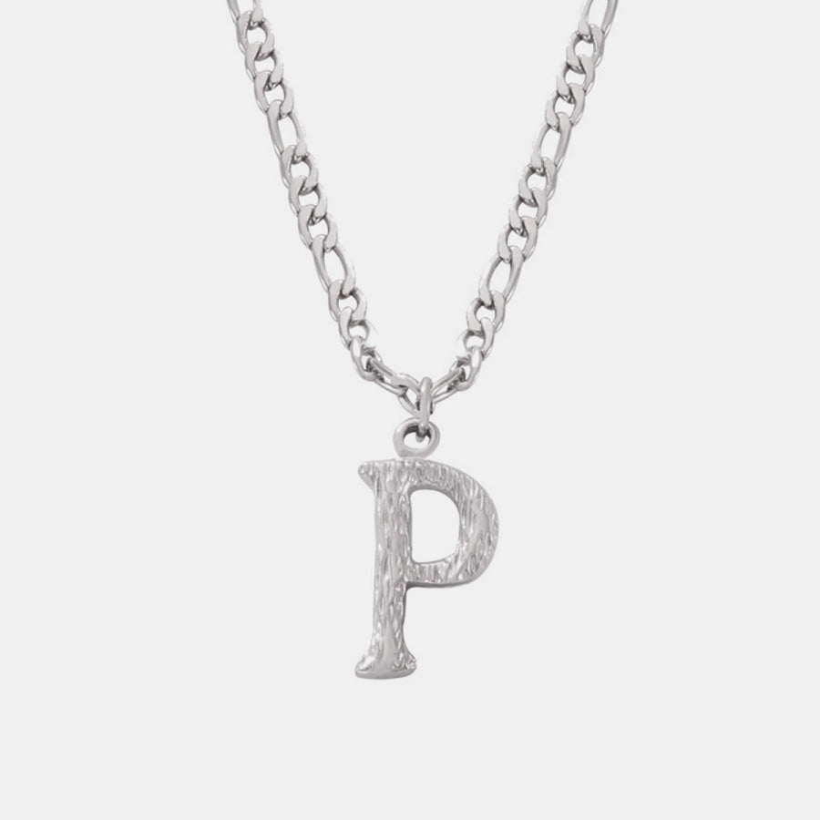 Titanium Steel Letter Pendant Necklace Style P / One Size Apparel and Accessories