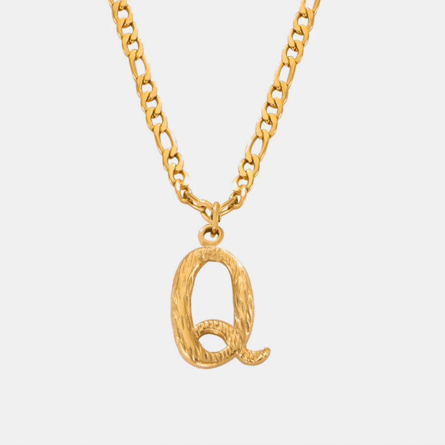 Titanium Steel Letter Pendant Necklace Style Q / One Size Apparel and Accessories