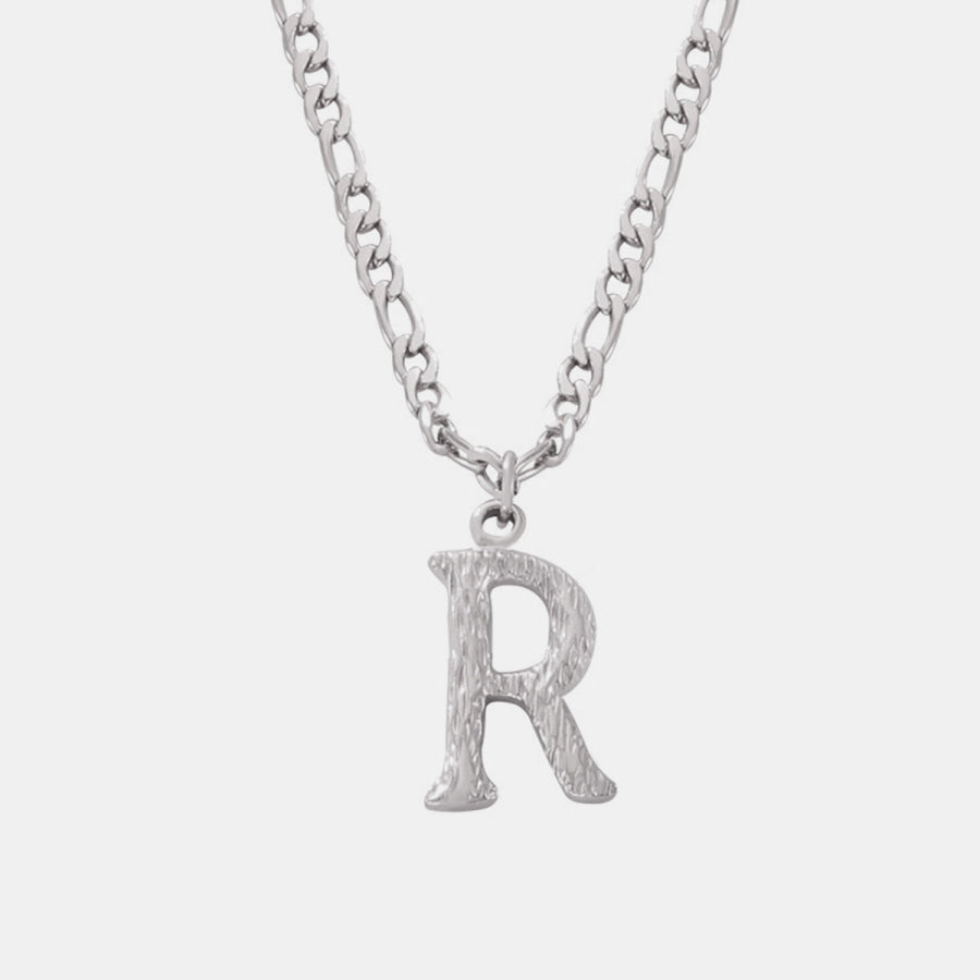 Titanium Steel Letter Pendant Necklace Style R / One Size Apparel and Accessories