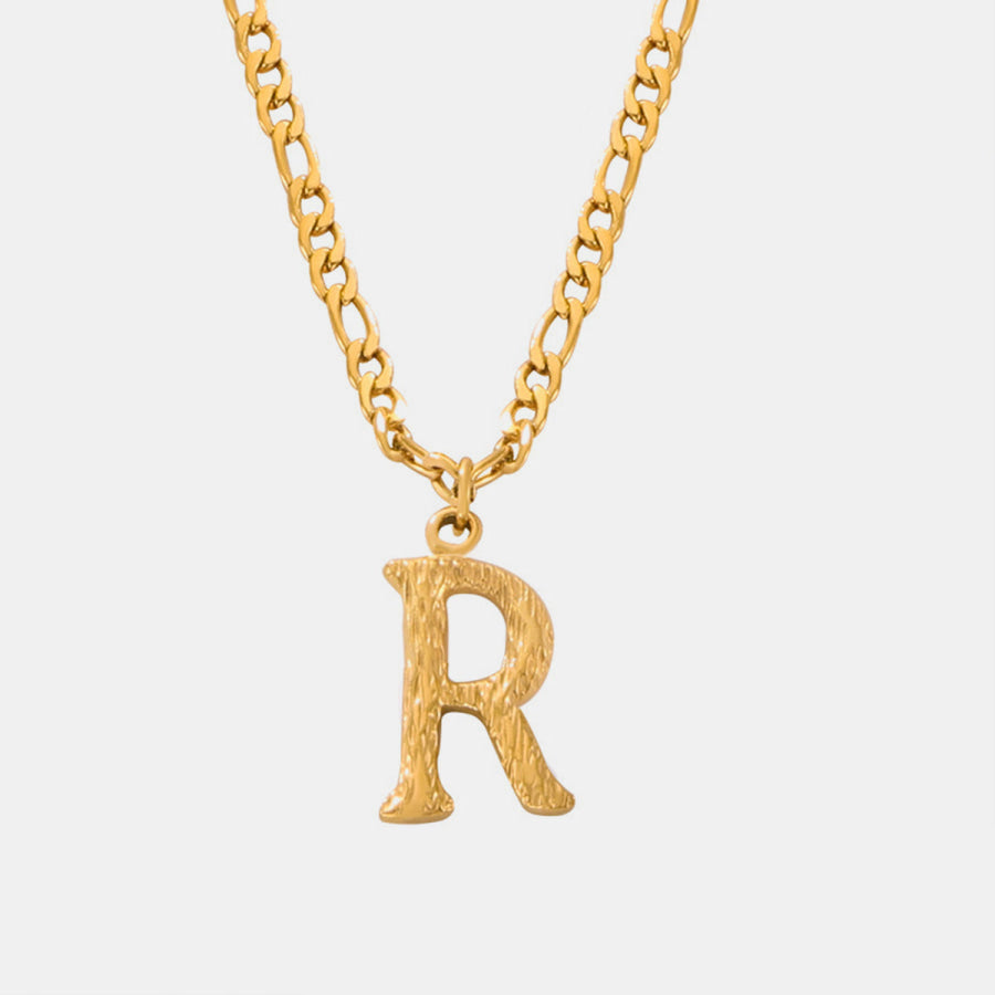 Titanium Steel Letter Pendant Necklace Style R / One Size Apparel and Accessories